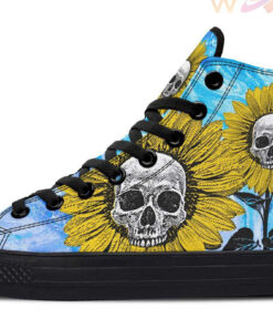 skull sunflower high top canvas shoes