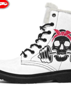 skull weights faux fur leather boots