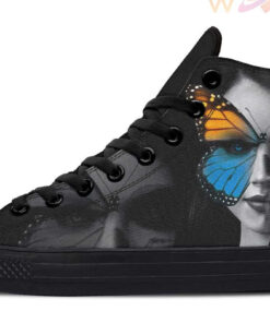 skull woman and butterfly high top canvas shoes