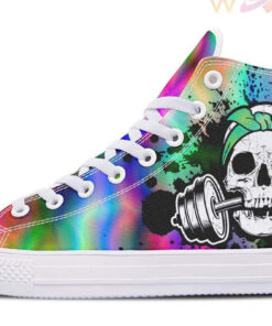 splat skull electric neon high top canvas shoes