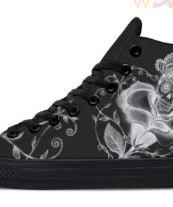 sugar skull and butterflies high top canvas shoes
