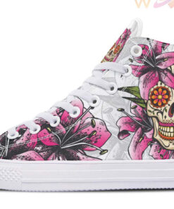 sugar skull and lily high top canvas shoes