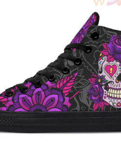 sugar skull art high top canvas shoes