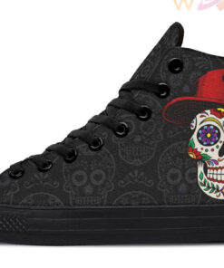 sugar skull cap high top canvas shoes