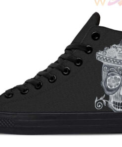 sugar skull with hat high top canvas shoes