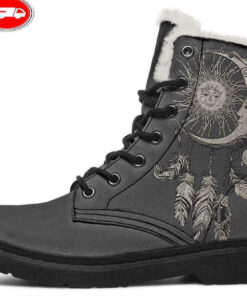 sun and moon dreamcatcher faux fur leather boots