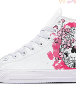 sweet flower and skull high top canvas shoes