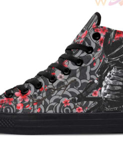 swordman and red flowers high top canvas shoes