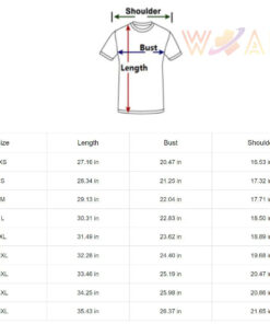 t shirt size chart