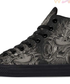 tattoo dragon and rose high top canvas shoes