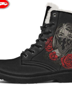 tattoo sexy faux fur leather boots