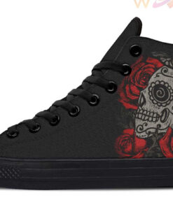tattoo sugar skull high top canvas shoes