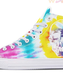 tie dye skeleton high top canvas shoes