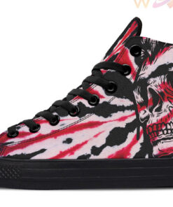 tie dye skull red white high top canvas shoes