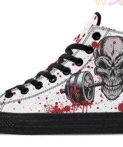 train hard skull high top canvas shoes