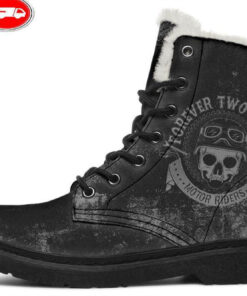 two wheels faux fur leather boots