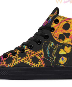 upside down skull ghost high top canvas shoes