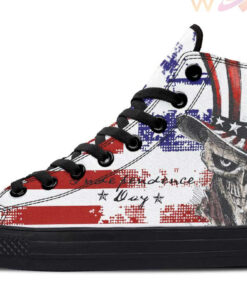 usa skull with hat high top canvas shoes
