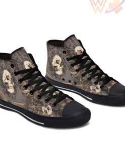 vintage flower skull high top shoes