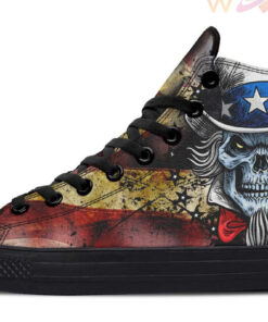 vintage skull and hat flag high top canvas shoes