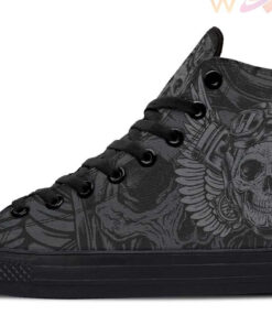 vintage skull rider high top canvas shoes