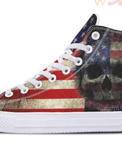 vintage usa flag skull high top canvas shoes