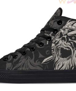 vintage viking skull warrior high top canvas shoes