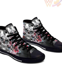 war flower skull high top shoes