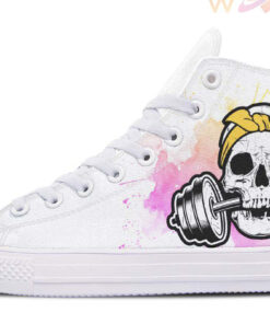 water color splat skull high top canvas shoes