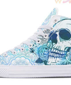 watercolor sky skull high top canvas shoes
