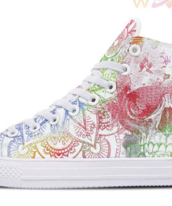 watercolors skeleton high top canvas shoes