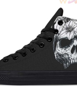 white skull and lily high top canvas shoes
