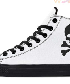 white skull high top canvas shoes