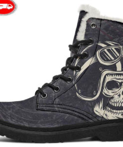 wings of a rider faux fur leather boots 1