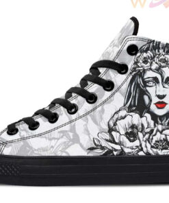 woman and flowers high top canvas shoes