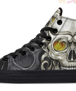 yellow eyes wave skull high top canvas shoes