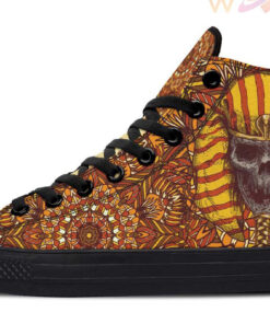 yellow pharaoh skull high top canvas shoes