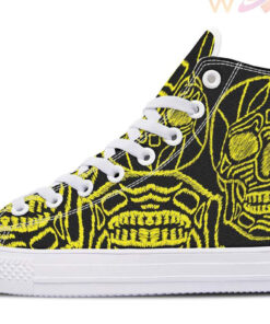 yellow skull sewing high top canvas shoes
