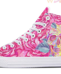 yes p to pinky skull high top canvas shoes